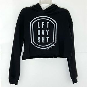 LFT HVY SHT Black Cropped Logo Hoodie
